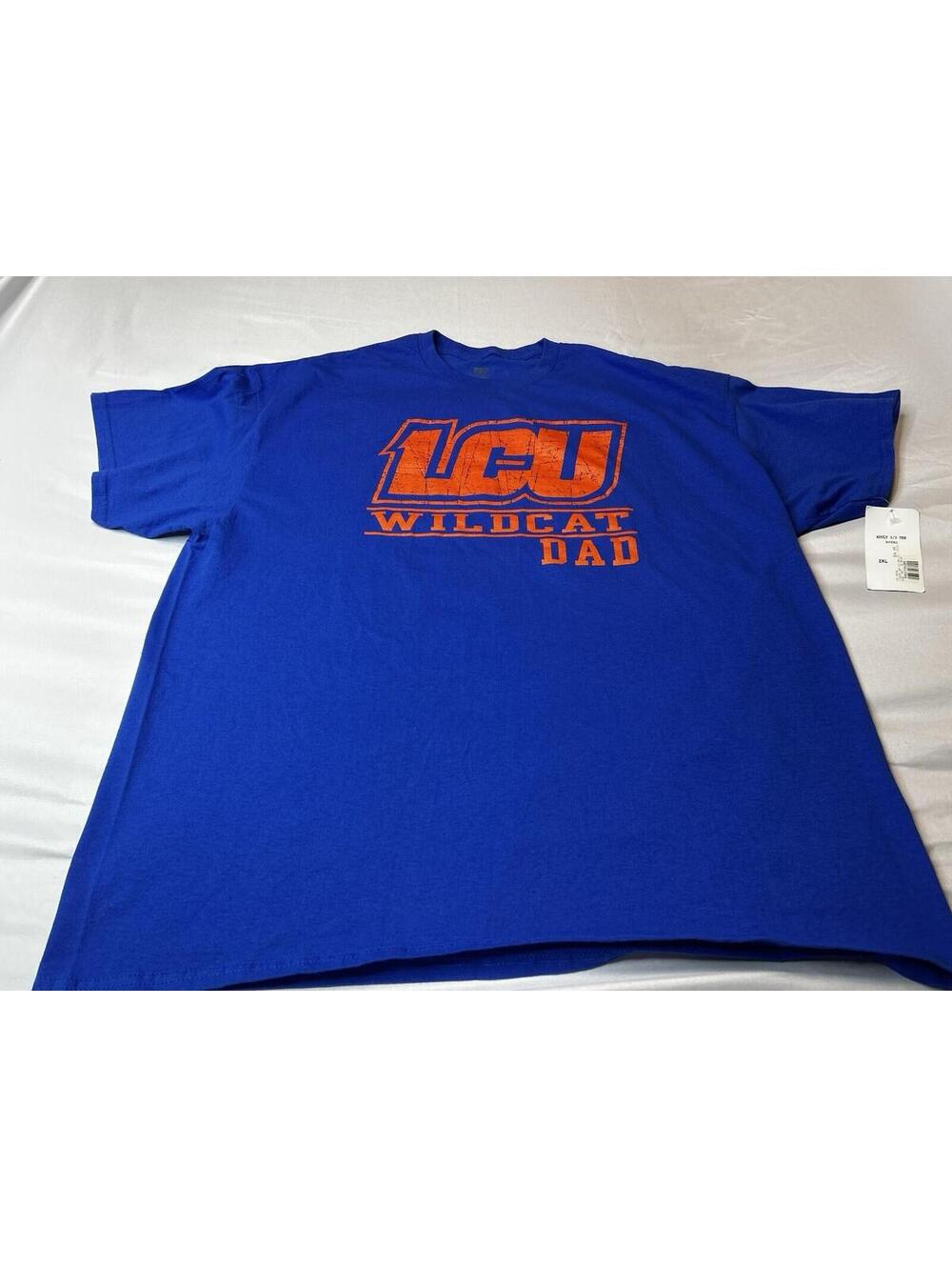 LCU Wildcat Dad T-Shirt Mens 2XL XXL Royal Blue Orange Logo NWT